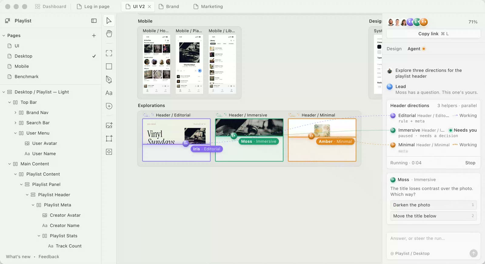 The Paper interface during the Ask & steer run